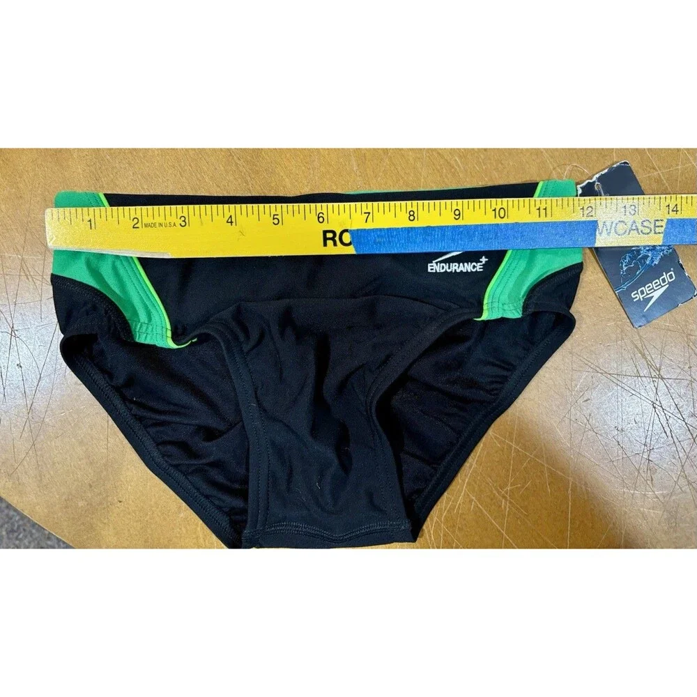 Speedo Youth Endurance Swim Bottom Brief Sz 28 Green Black NEW w/Tags